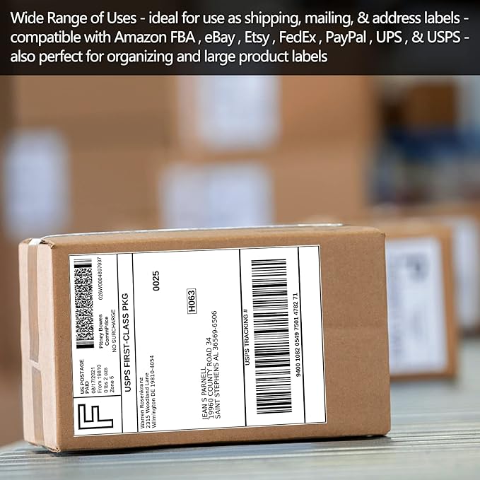 SJPACK 100 Half Sheet Shipping Labels 5-1/2" X 8-1/2" Address Blank Labels Laser/Ink Jet