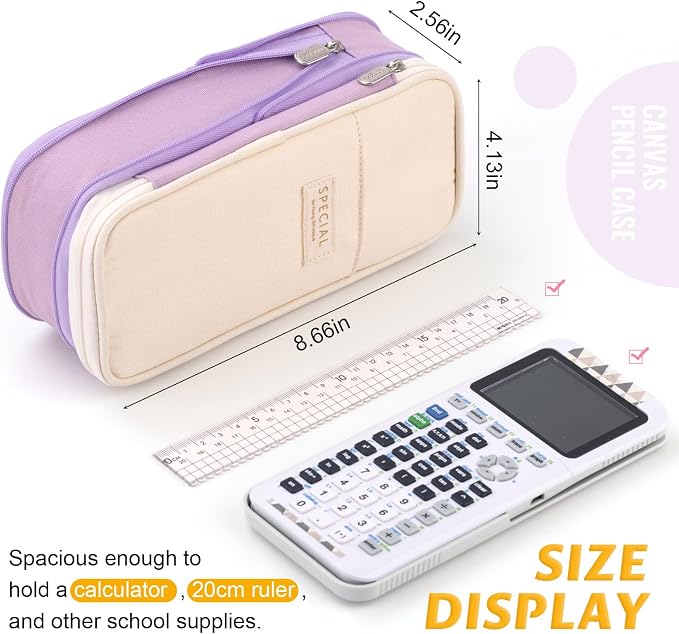 EASTHILL Big Capacity Pencil Pen Case Office College School Large Storage High Capacity Bag Pouch Holder Box Organizer Blue (Purple)