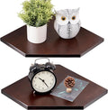 Corner Shelf Wall Mount, Set of 2 Solid Oak Wood Floating Corner Shelves with Wire Hole Display Shelf with Wire Hole Small Plant Display for Kitchen Living Room Bedroom