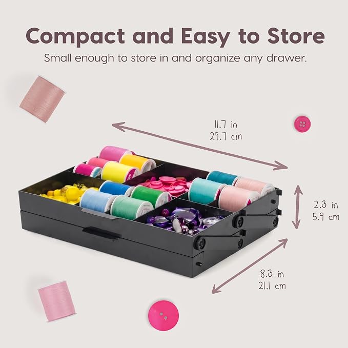 IRIS USA 2-Tier Drawer Organizer |Made in USA| 22 Dividers - Charcoal | Expandable Multi-Level Collapsible Organization Storage for Crafts, Makeup, Jewelry, Office & Garage
