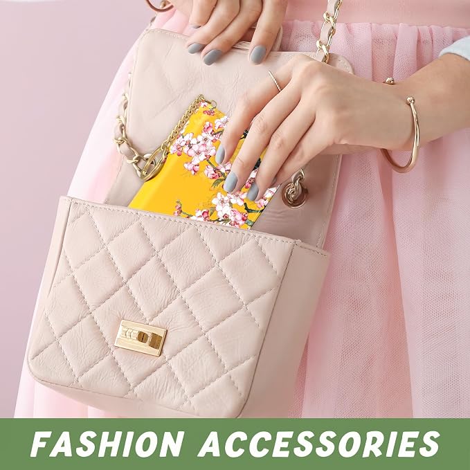 Aiawoxc Credit Card Holder, Small RFID Wallet Slim Leather Card Organizer Case with Zipper and Keychain, Beauty Flowers