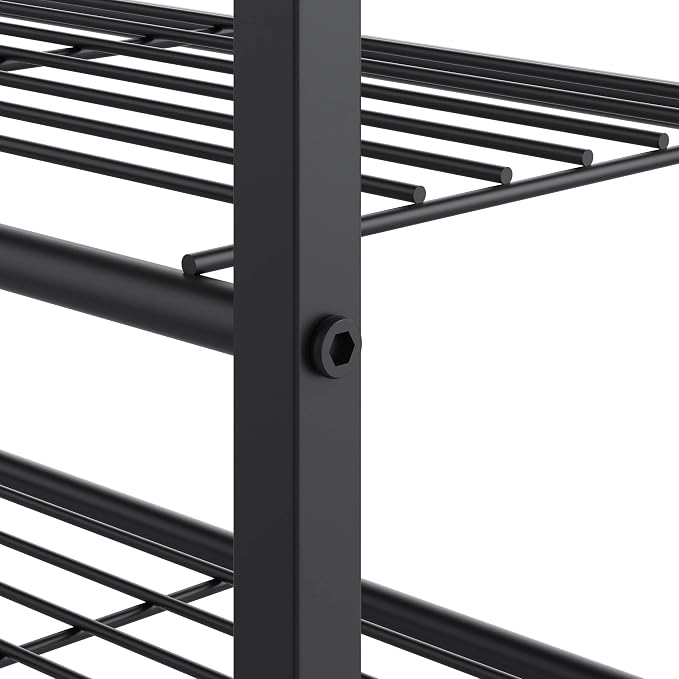 Yusong Shoe Rack Organizer, 4 Tier Industrial Shoe Storage Shelf, Narrow Sturdy Metal Shoe Shelves for Closet Entryway, Rustic Brown