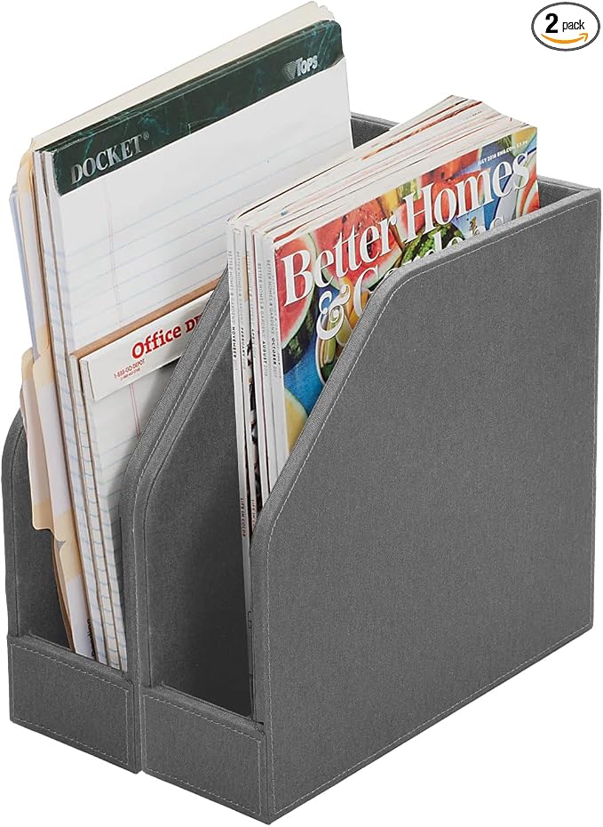 MobileVision Executive Grey Cloth Fabric Vertical File Holders - 2 Piece Combo