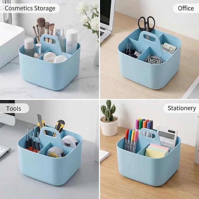 Stackable Portable Handheld Organiser, Multi-Purpose Desktop Divider Organiser Basket for Crafts or School Supplies Desk, Office, Stationery Pencil Holder, Dorm Room(Blue)