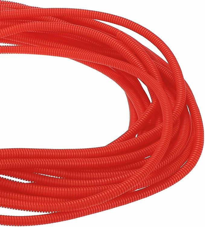 DMiotech 50ft Wire Loom Split Tubing 1/4 Inch(6.4mm) ID, Cord Protectors from Pet Flexible Conduit Cable Management for Office Home Garden, Red