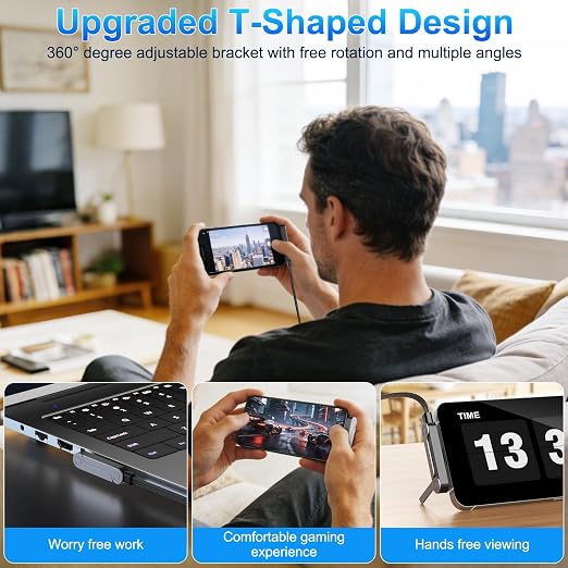240W Braided Fast Charge Cable, 2026 New Invisible Holder Charger Cable with Stand, 4.92ft Foldable Durable 240W Stand Data Cable USB-C Cord 90 Degree Right Angle USB C Cable, Type C to Type C (1)