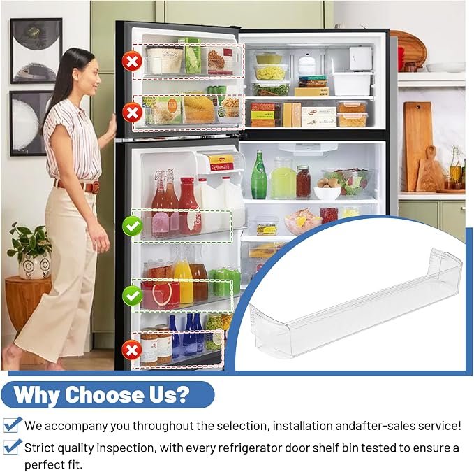 MAN62570801 Refrigerator Door Shelf Bin Compatible With LG Kenmore Refrigerator Parts Replacement Fridge Door Shelf LTCS24223S LTCS24223D LTWS24223S LRTLS2403S Fridge Door Basket Right
