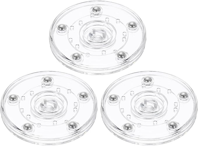 uxcell 3Pack Acrylic Lazy Susan Turntable, 3" Spinner Lazy Susan Turntable Organizer, Acrylic Ball Bearing Rotating Tray for Pantry Spice Rack Decorating, Clear