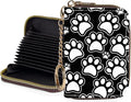 Credit Card Holder for Women,Small Rfid Wallet with Keychain Zipper,Cute PU Leather Card Case Wallet，Accordion Credit Card Wallets Gift,Black and white paw prints