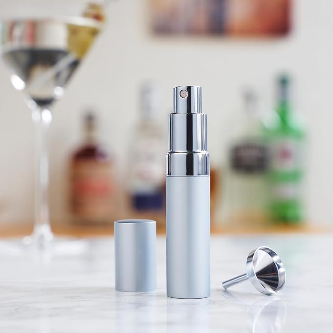 True Martini Atomizer Bar Mister – Spray Bottle for Gin & Vodka Martinis, Refillable Vermouth Spritzer for Bitters and Absinthe, Travel Perfume & Essential Oils Sprayer, Glass Canister with Funnel