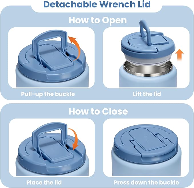Itslife Soup Thermo for Hot Food Kids 25.5oz Lunch Containers with Buckle Lid Wide Mouth Hot Food Jar Vacuum Insulated Stainless Steel Bento Box Leakproof with Spoon (Blue3, 13.5oz)