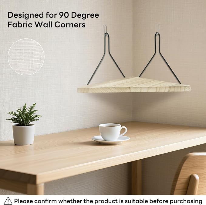 Fabric Wall Cubicle Corner Shelf with Hooks 11.8 Inch Wooden Triangular Cubicle Corner Shelf for Office Fabric Walls Display Storage Hanging Organizer for Work Decor Small Planter Photo Frame