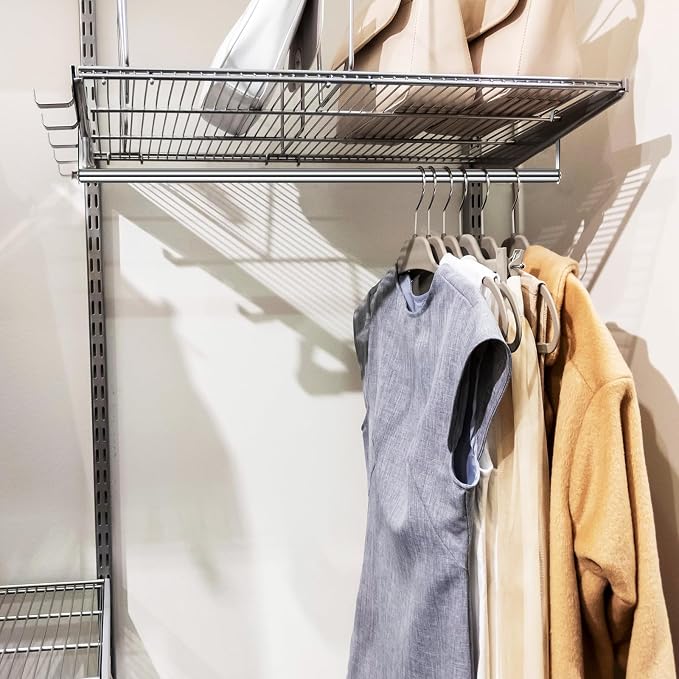 Threehoney 2 Pack Wire Shelving Garment Hanger Bar Wire Shelving Accessories Industrial Closet Clothes Rods for Home Retail Store(Silver,48 Inch)