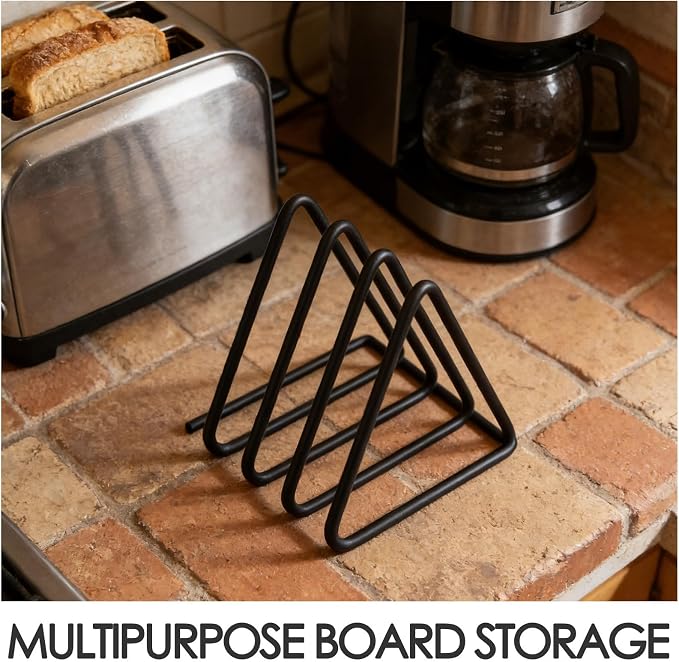 SHINEOFI Cutting Board Holder Cutting Board Organizer Triangle Rack Black Metal Chopping Sheet Holder Counter Stand for Cabinet Countertop Shelf,3. 93 X 3. 93 X 3. 54 Inch