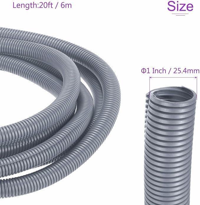 DMiotech 20ft Wire Loom Split Tubing 1 Inch(25.4mm) ID, Cord Protectors from Pet Flexible Conduit Cable Management for Office Home Garden, Gray