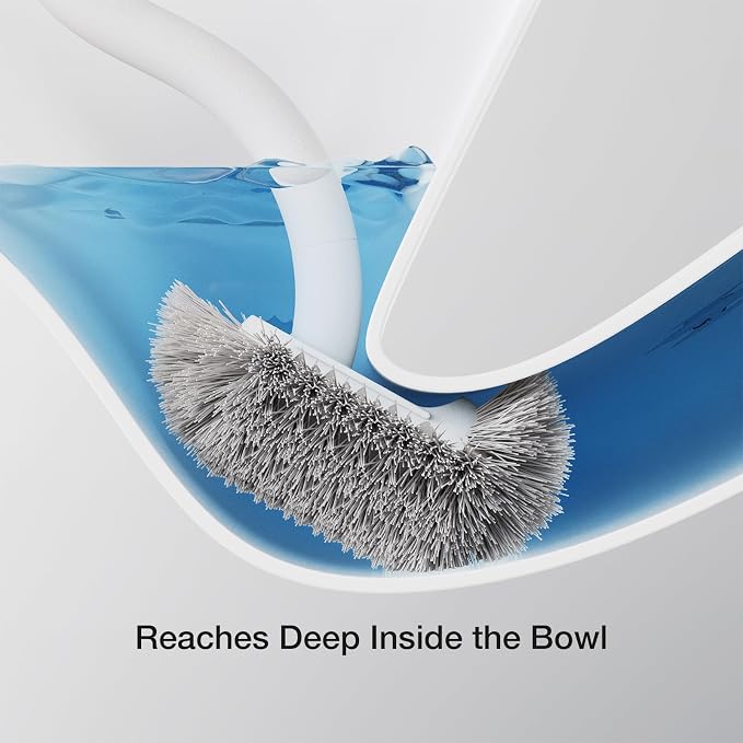 Toilet Cleaner Brush, Diveotree Toilet Brush and Holder for Dead Corner Cleaning, Wall Mounted Toilet Bowl Brush for Bathroom Decor, Toilet Scrubber Brush for Home/Hotel (White, Square-1pack)
