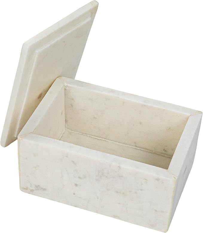 Bloomingville Marble Box Storage Container with Lid, White