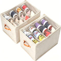 Shoe Organizer for Closet, 2 Pack Shoe Organizer with Clear Cover, Closet Shoe Storage Containers w/Adjustable Dividers, Foldable Storage Bins for Shoes, Fits 16-32 Pairs, Beige