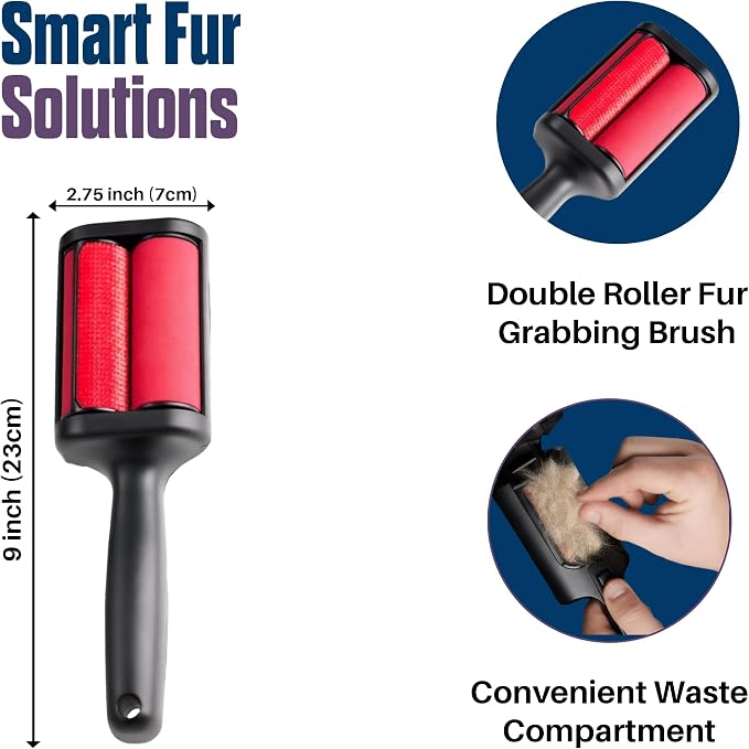 CPHUSA Roller Pet Hair Remover - Reusable Lint Roller Cat and Dog Hair Remover, Portable Multi-Surface Pet Hair Remover for Furniture, Couches, Carpets, Clothing & Bedding