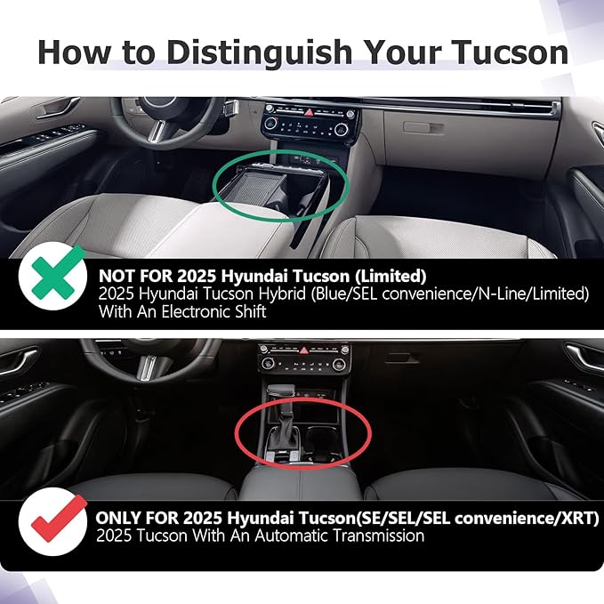 LUWU 2025 2026 Tucson Accessories for 2022-2025 2026 Hyundai Tucson Center Console Organizer Armrest Storage Box Armrest Console Organizer Insert Tray Black-trim(NOT FOR 2025 PHEV &Limited Model)