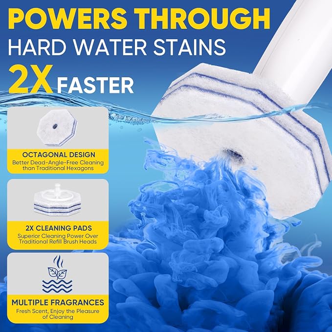 Aromative Toilet Brush Refills, Double-Layer Cleaning Pads Added, Compatible with Most Toilet Brushes，Lemon, Blue Ocean, Lavender（Patented）