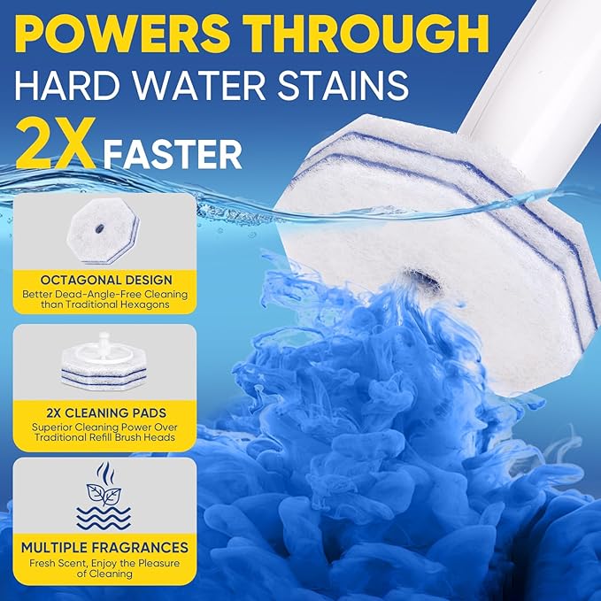Aromative Toilet Brush Refills, Double-Layer Cleaning Pads Added, Compatible with Most Toilet Brushes，Lemon, Blue Ocean, Lavender（Patented）