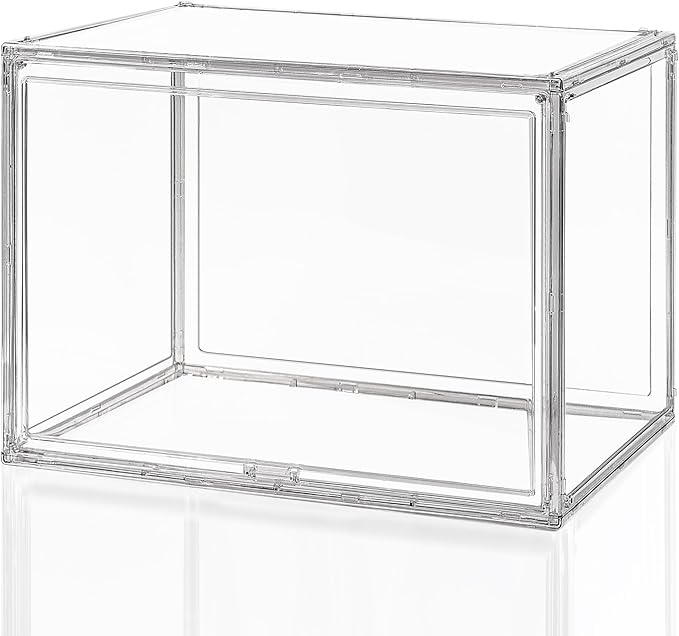 CELSOL Clear Acrylic Display Case – Stackable Storage Box with Magnetic Lid, Dustproof Organizer for Collectibles, Figures, Shoes, and Books – Large Size 14.2"x8.7"x10.6"