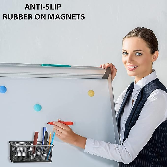 TAPBULL Mesh Magnetic Storage Baskets - Set of 2 (Black) with Anti-Slip Feature and Strong Magnets - Magnetic Locker Organizer and Pencil Holder for Whiteboard and Refrigerator (Black-2 pcs)