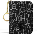 Aiawoxc Credit Card Holder, Small RFID Wallet Slim Leather Card Organizer Case with Zipper and Keychain, Fashion Alphabet