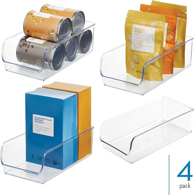 iDesign Pantry Bin for Kitchen or Cabinet Storage, Set of 4, Clear