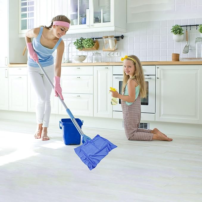 12 Pcs Extra Large Microfiber Cleaning Cloth, 20" x 30" Washable Reusable Large Floor Cloth Rags, Microfiber Towels for Mop Cleaning Office Bathrooms Housekeeping (Blue, White)