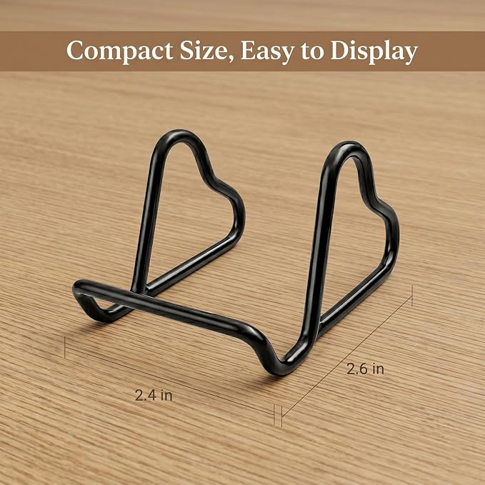 2 Pcs Cute Black Metal Heart Business Card Holder for Desk | Metal Heart Business Card Display Stand, Pretty Desk Organizer and Cute Desk Accessories for Office Desktop