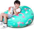 Lukeight Unicorns Stuffed Animals Storage Bean Bag Chair Cover Only (Ships Empty, No Filling) - Velvet YKK Zipper Beanbag Cover for Toddlers and Kids, Washable Plush Toy Organizer, Large 27" D x 16" H
