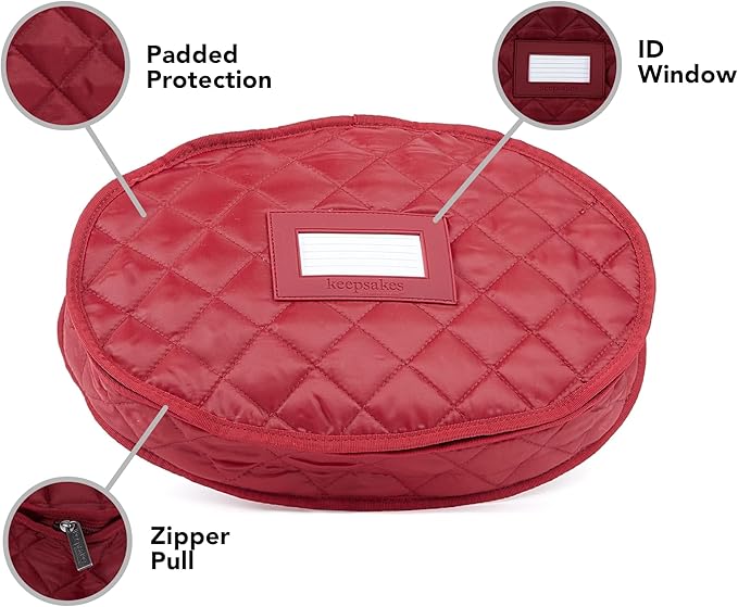 Covermates Keepsakes - Serveware Storage - Padded Protection - ID Window - Stain Resistant - Machine Washable - China Storage, Red