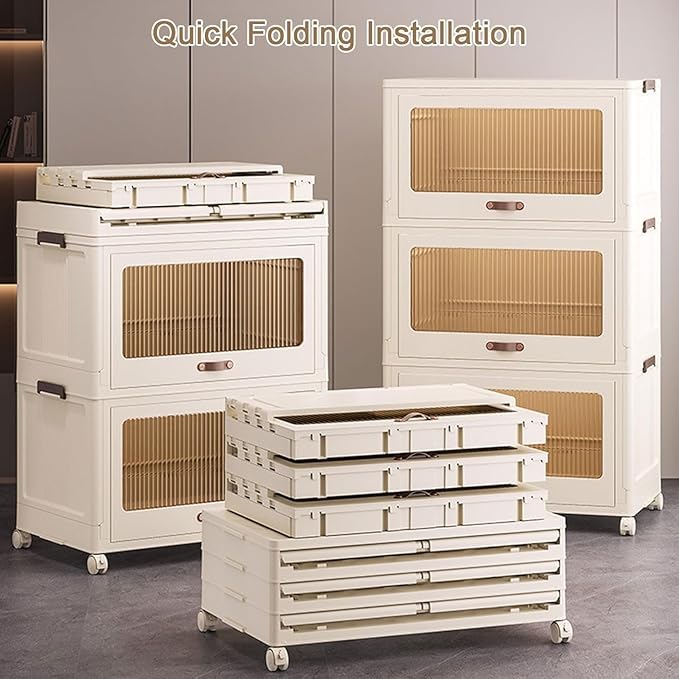 Plastic Storage Containers Stackable Storage Bins, Portable Collapsible Storage Cabinet Multifunction Stackable Storage Containers for Clothing Books Snacks Sundries,45cm(49cm)