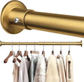 Closet Rods For Hanging Clothes, 17-40 Inch Adjustable Closet Rod, Stainless Steel Heavy Duty Closet Hanging Rod-Gold