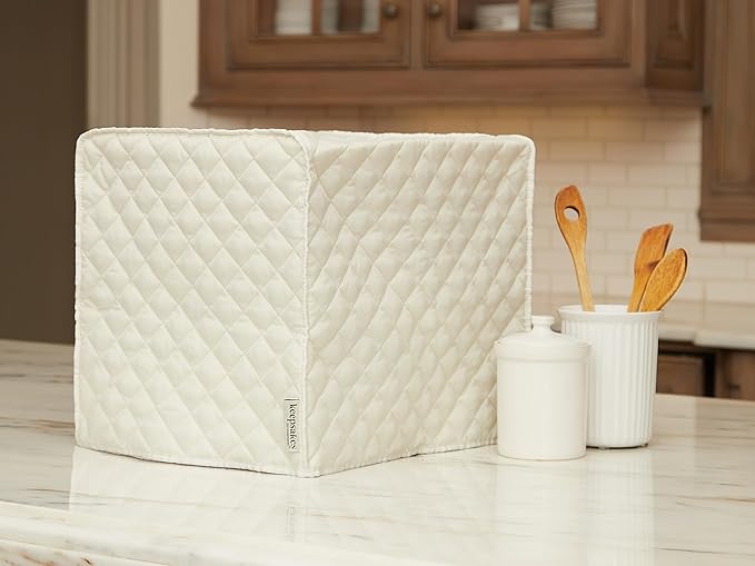 Covermates Keepsakes Rectangular Appliance Cover – Quilted Kitchen Appliance Cover for Countertop Storage – Dust Protection – Stain Resistant – Washable – Slip-On Appliance Design, Cream