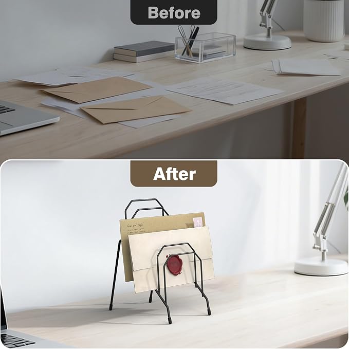 Gawerk Incline Desk Mail Organizer Letter Holder with 6-Section 2 Pack