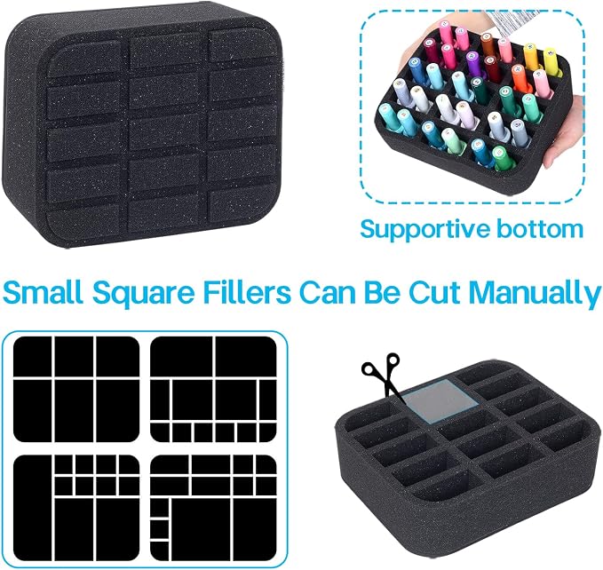 Nail Polish Organizer Holder Foam Pad DIY with 15 Slots for Storage Nail Polish or Essential Oil Tray for Drawers Black