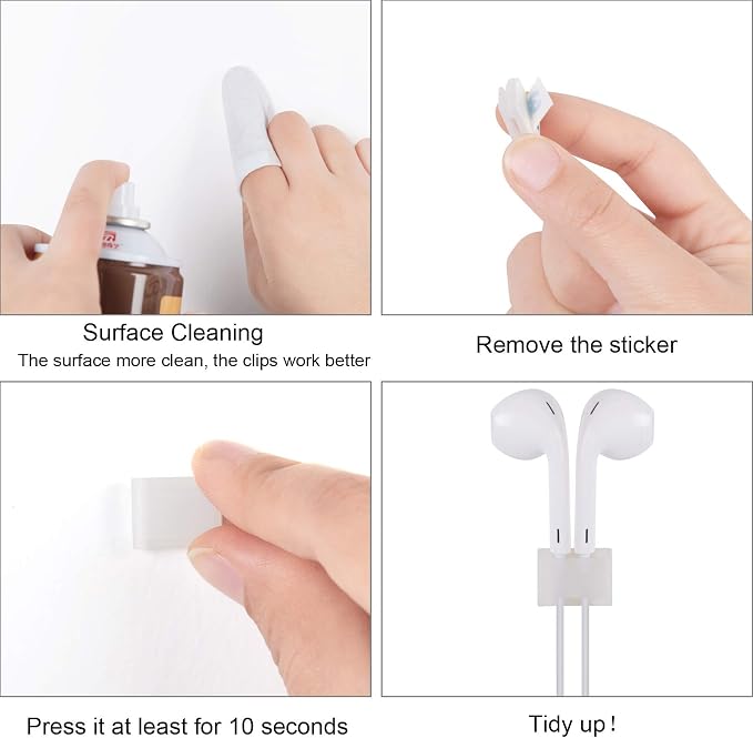 Cable Tidy Management Self Adhesive Cable Clips,100Pack Clamps Fix Led Light Clips (for 10mm(3/8") Wide Strip Light)