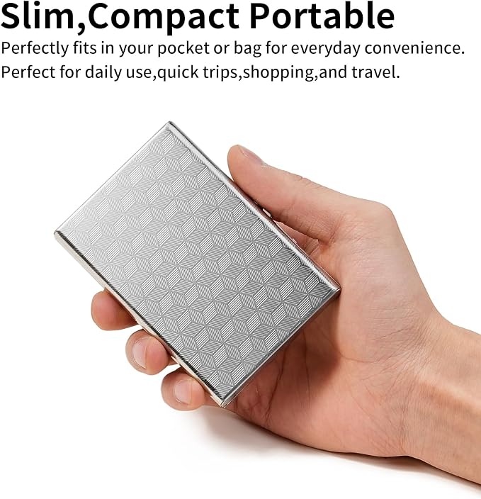 Slim Credit Card Holder RFID Blocking Credit Card Stainless Steel Metal Wallet Business Card Cases with 6 Slots Men for Women