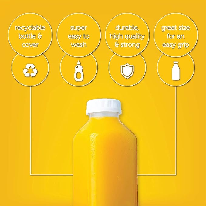 Disposable Plastic Juice Bottles-16 Oz with Lids | 160 Pack | for Water, Orange Apple Lemon Juicing, Smoothies, Milk, Reusable, BPA Free, Tamper-Proof Caps, Catering, Takeout