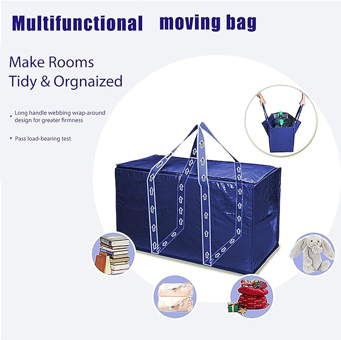 Extra Heavy Duty Moving Bags - 23 Gallon Extra Large Storage Bags 65 lbs Capacity, Waterproof Foldable Packing Bags for College Students, Camping & Closet Organizat(4PCS)
