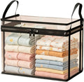 Large Clear Thick Plastic Storage Box with Hinged Lid, Heavy-Duty Durable High Capacity Organizer, Foldable Storage Box,Perfect for Home, Camping, Travel, Attic & Moving (Black-L-1)