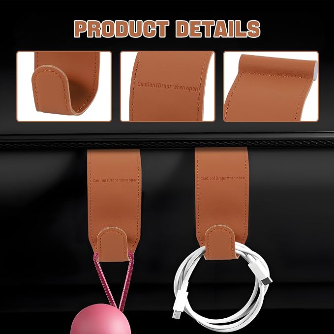 Hovom 2PCS Car Co-Pilot Glovebox Hooks, Anti-Scratch Auto Co-Pilot Glove Box Hanger Organizer, Vehicle Passenger Seat Hanging Storage Hook for Handbag Purse Umbrella, Car Accessories (Orange)