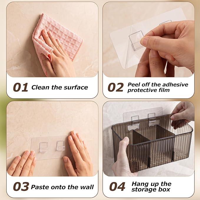 7 Pack Cabinet Door Organizer Adhesive Wall Mount Storage Bins Makeup Containers Stackable Organizer Basket for Kitchen Cabinets, Bathroom, Pantry, Office, Refrigerator (Frosted Gray)