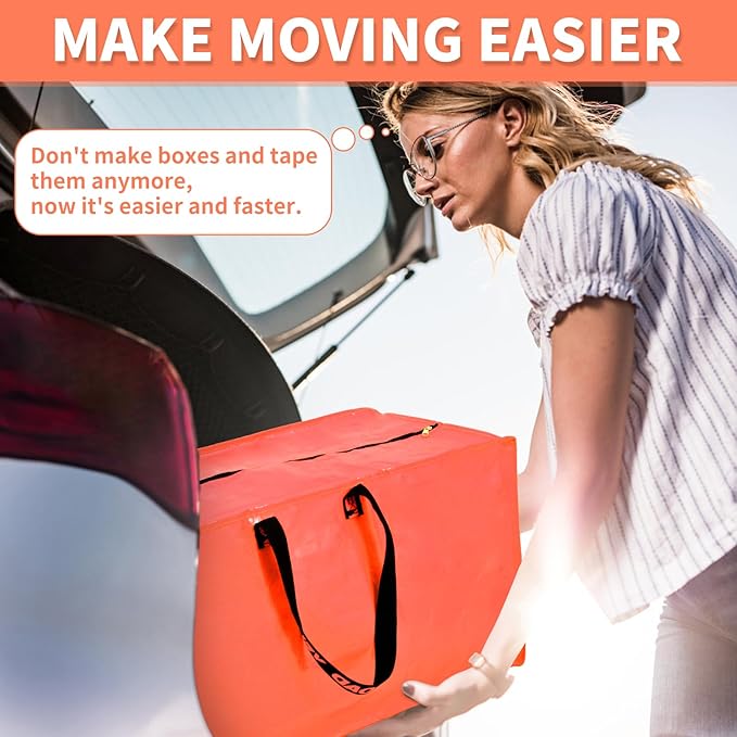Multi Colors Moving Bags - 8 Pack Extra Large Heavy Duty Storage Bags With Zipper & Reinforce Handles | 29x14x13 Inch Moving Tote Bags Bulk For Clothing, Shoes, Travel