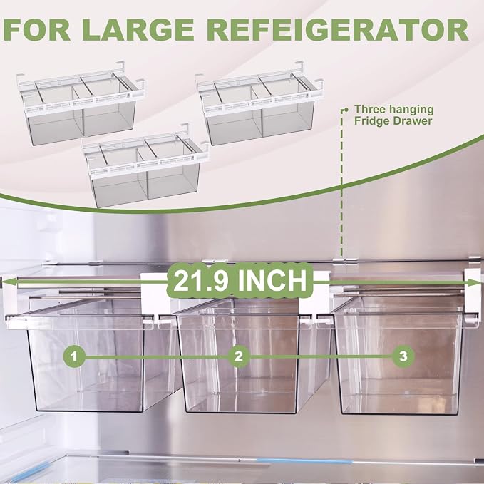 Yatmung 2 Pack Extra-Large Deli Drawer Organizer for Refrigerator Pull Out | Fridge Drawer Organizer and Storage Containers - Meat, Cheese, Produce, Fridge Sliding - Fridge Organization Bin