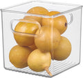 iDesign Plastic Pantry Storage Organizer Bin, 6" x 6" x 6" | Easy Grip Handles, Kitchen Storage, Freezer and Fridge Organizer, Clear