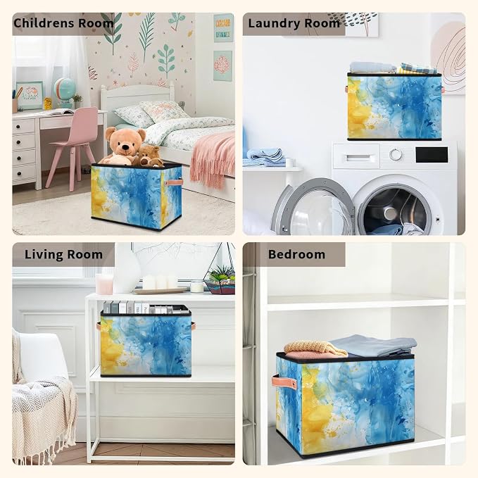Marble Closet Storage Bin, Foldable Storage Baskets for Shelves, Decorative Shelf Organizer Modern Art Fabric Cube Bin for Living Room Bedroom Home Dorm